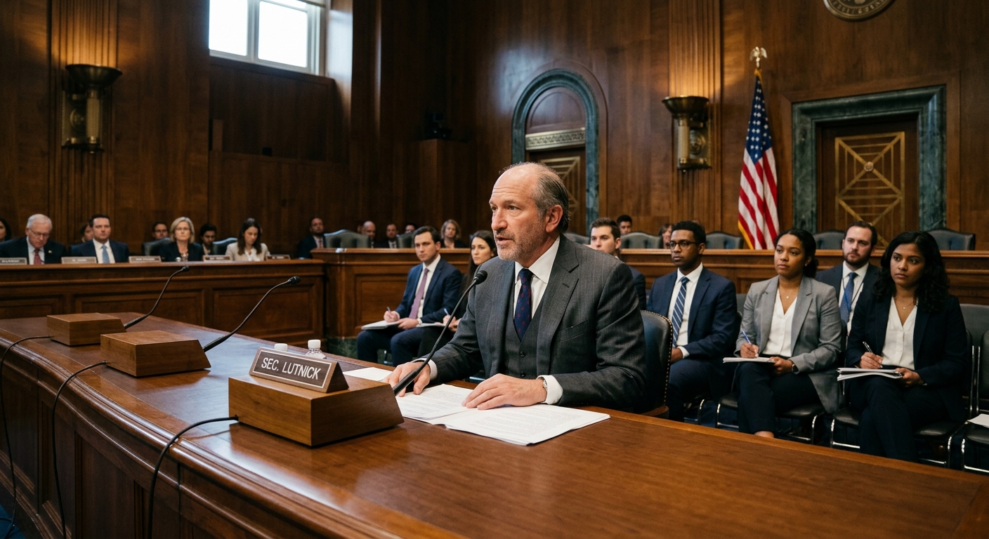 Commerce Secretary testifying at a Senate Appropriations hearing table